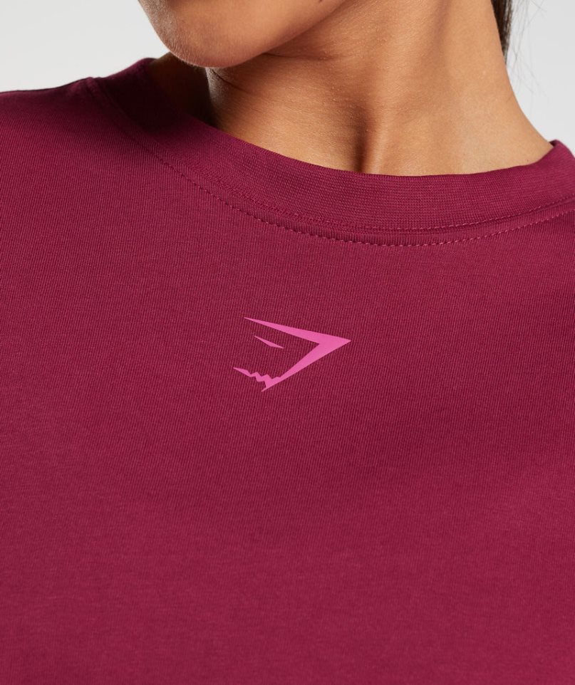 Women's Gymshark Fraction Oversized T-Shirts Fuchsia | CA 1N073A